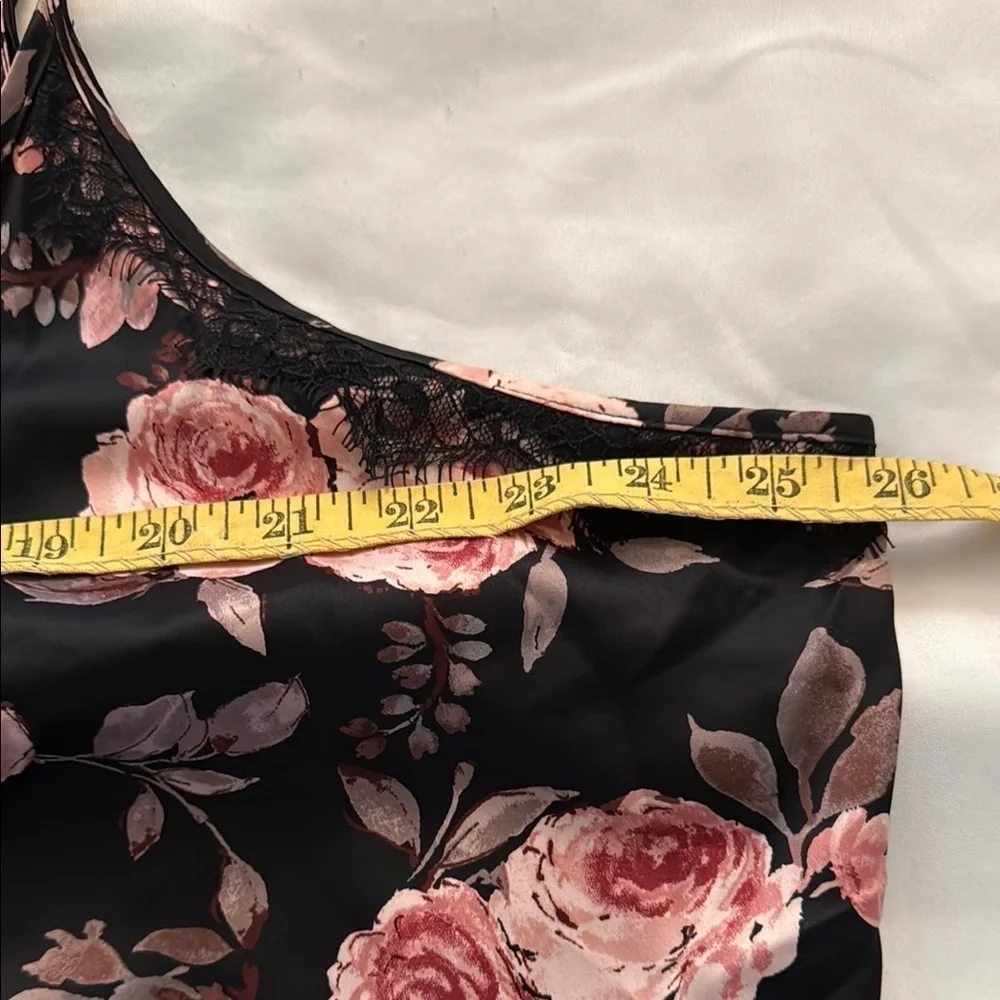 VS Secret Treasures Set , Elegant Black & Pink Rose Robe,Shorts& Camisole